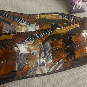 Lauren Burch silk horse head scarf signed used